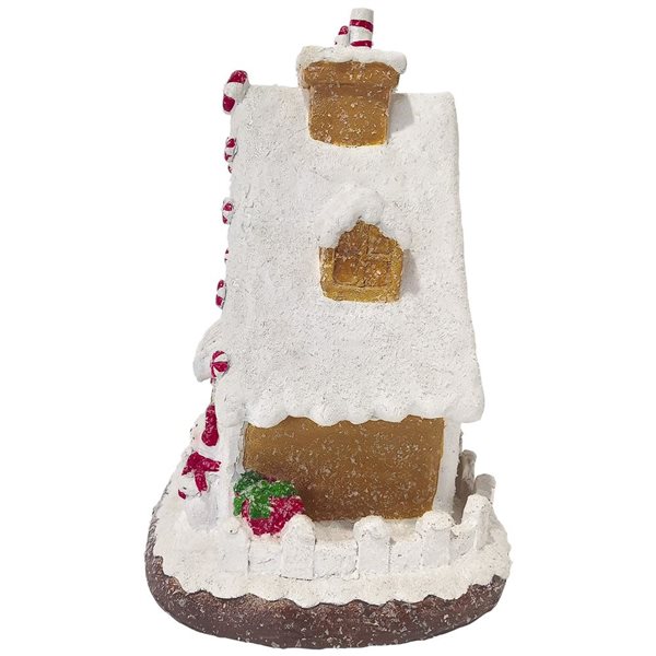 Northlight 11 H x 9.75-in W Snowy Gingerbread Peppermint House with Snowman Christmas Decoration