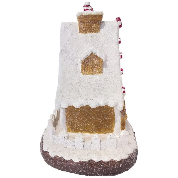 Northlight 11 H x 9.75-in W Snowy Gingerbread Peppermint House with Snowman Christmas Decoration