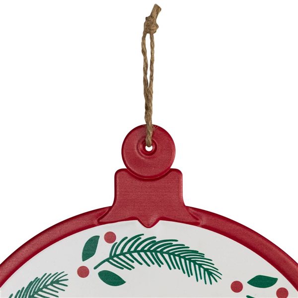 Northlight 14 H x 11.75-in W Red/Green Merry and Bright Ornament Style Metal Christmas Wall Signs - Set of 2