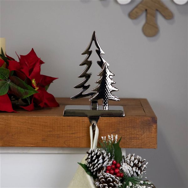 Northlight 7-in H Silver Double Pine Tree Christmas Stocking Holder