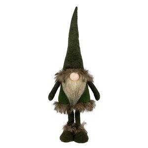 Northlight 19 H x 7-in W Green Standing Gnome with Faux Fur Christmas Figure