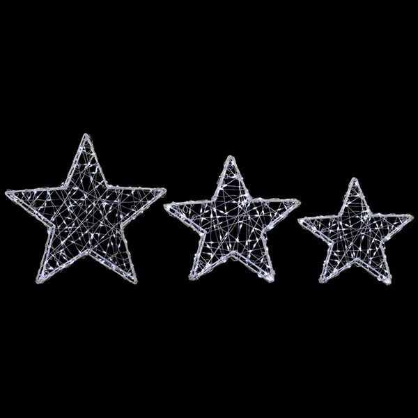Northlight 14-in White Metal LED Lighted Stars Outdoor Christmas Decoration  - Set of 3