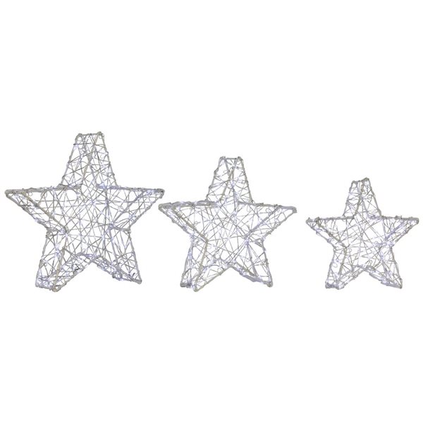 Northlight 14-in White Metal LED Lighted Stars Outdoor Christmas Decoration  - Set of 3