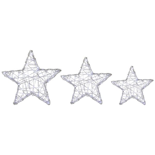Northlight 14-in White Metal LED Lighted Stars Outdoor Christmas Decoration  - Set of 3