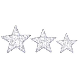 Northlight 14-in White Metal LED Lighted Stars Outdoor Christmas Decoration  - Set of 3