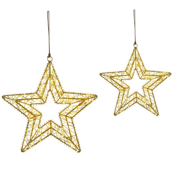 Northlight 18-in H Gold Metal LED Lighted Stars Outdoor Christmas Decoration  - Set of 2