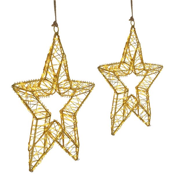 Northlight 18-in H Gold Metal LED Lighted Stars Outdoor Christmas Decoration  - Set of 2