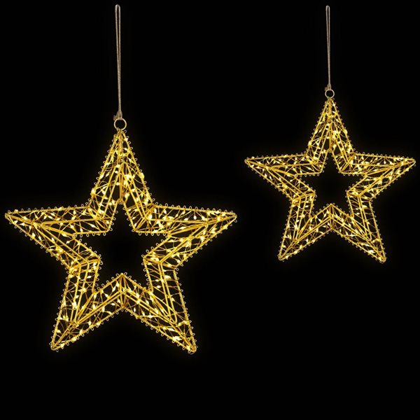 Northlight 18-in H Gold Metal LED Lighted Stars Outdoor Christmas Decoration  - Set of 2