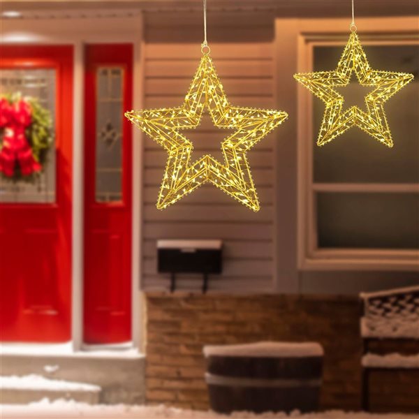 Northlight 18-in H Gold Metal LED Lighted Stars Outdoor Christmas Decoration  - Set of 2