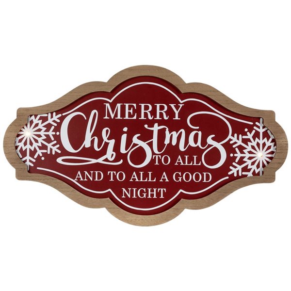 Northlight 18 x 10-in Wooden Lighted "Merry Christmas to All and to All a Good Night" Wall Sign