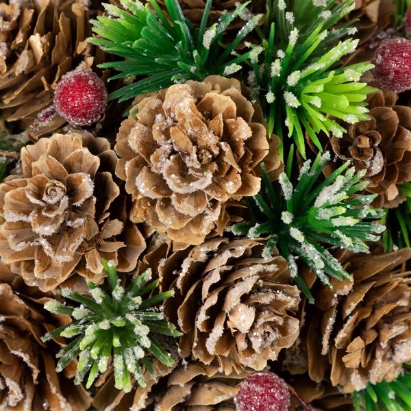 Northlight 5-in Frosted Pinecones Berries and Pine Sprigs Christmas Ball Ornament