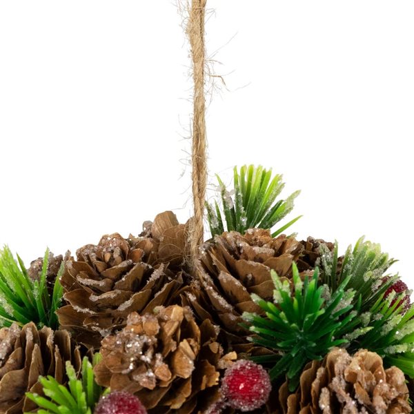 Northlight 5-in Frosted Pinecones Berries and Pine Sprigs Christmas Ball Ornament