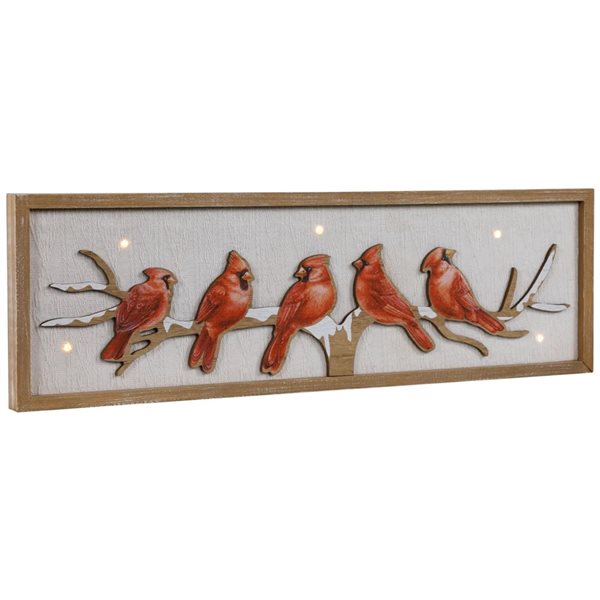 Northlight 25.5 H x 7.75-in W Wooden Lighted Cardinal Birds Christmas Wall Sign