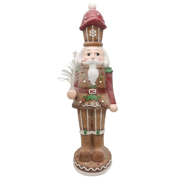 Northlight 29 H x 8-in W Brown/Red Battery Operated LED Lighted Gingerbread Christmas Nutcracker