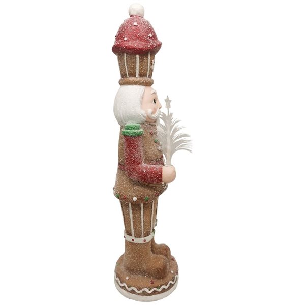 Northlight 29 H x 8-in W Brown/Red Battery Operated LED Lighted Gingerbread Christmas Nutcracker