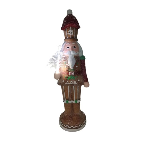 Northlight 29 H x 8-in W Brown/Red Battery Operated LED Lighted Gingerbread Christmas Nutcracker