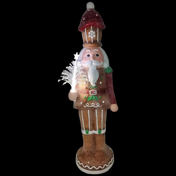 Northlight 29 H x 8-in W Brown/Red Battery Operated LED Lighted Gingerbread Christmas Nutcracker
