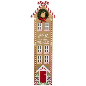 Northlight 36 H x 11-in W Gingerbread House "Joy to the World" Christmas Porch Sign