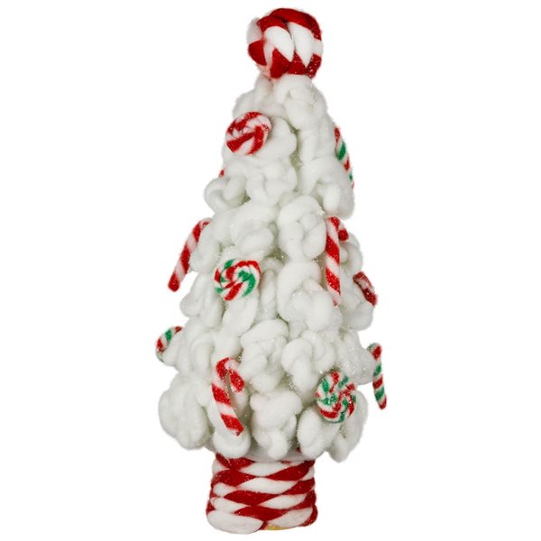 Northlight 16.5 H x 7-in dia Plush Tree with Peppermint and Candy Canes Christmas Decoration