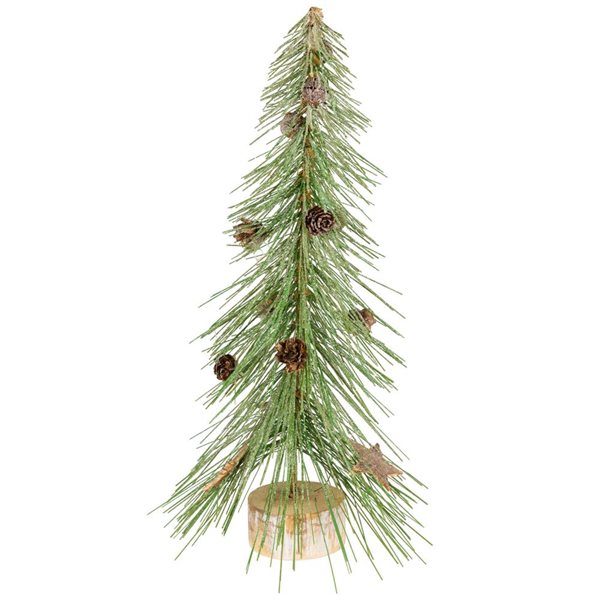 Northlight 13 H x 6-in dia Frosted Bottle Brush Tree on Wooden Base Christmas Decoration