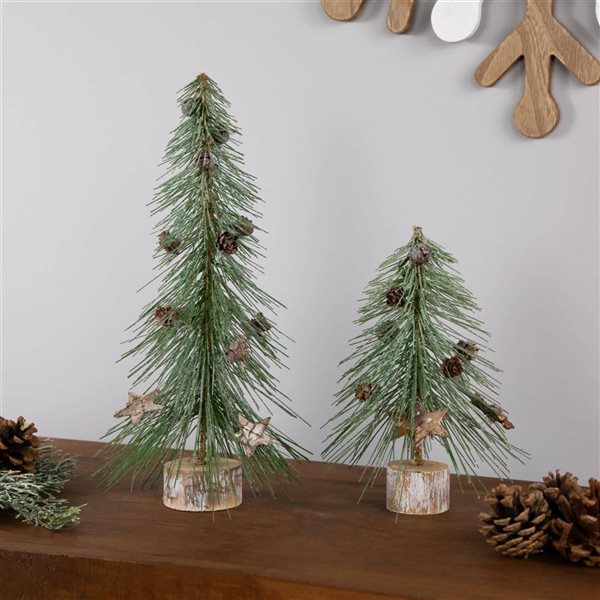 Northlight 13 H x 6-in dia Frosted Bottle Brush Tree on Wooden Base Christmas Decoration