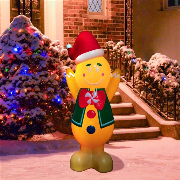 Northlight 40-in H Retro-Style Freestanding Inflatable Gingerbread Man Christmas Decoration