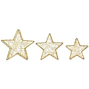 Northlight 14-in Gold Metal LED Lighted Stars Outdoor Christmas Decoration  - Set of 3