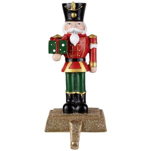 Northlight 8.25-in H Glittered Nutcracker Soldier with Gift Christmas Stocking Holder