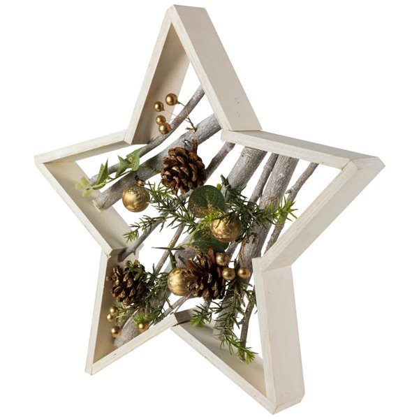 Northlight 14.5-in Pinecones and Berries Star-Shaped Wooden Christmas Decoration