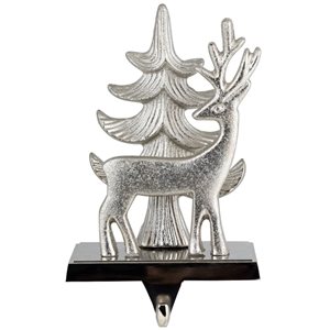 Northlight 7-in H Silver Reindeer and Pine Tree Christmas Stocking Holder