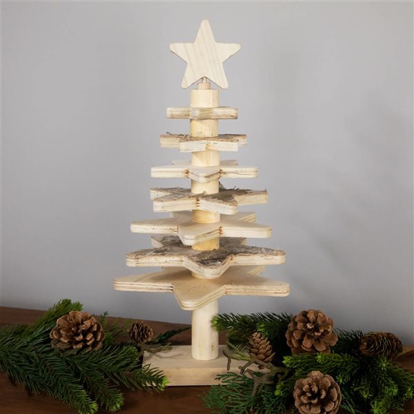 Northlight 16 H x 8-in W Star Cut-Outs Wooden Tree Christmas Decoration