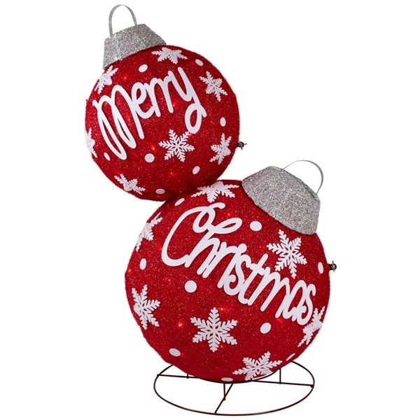 Northlight 35-in H Red Fabric LED Lighted Outdoor Stacked Christmas Balls