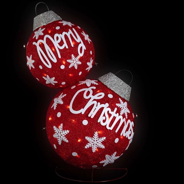 Northlight 35-in H Red Fabric LED Lighted Outdoor Stacked Christmas Balls