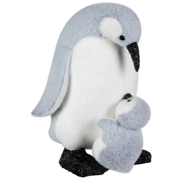 Northlight 10.75 H x 7.5-in W Mother Penguin with Chick Christmas Figurine