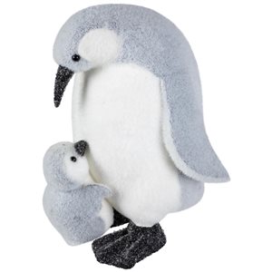 Northlight 10.75 H x 7.5-in W Mother Penguin with Chick Christmas Figurine