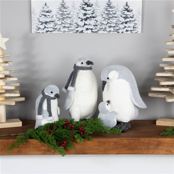 Northlight 10.75 H x 7.5-in W Mother Penguin with Chick Christmas Figurine