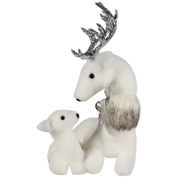 Northlight 11.5 H x 9.75-in W White Laying Reindeer Mom and Calf ...