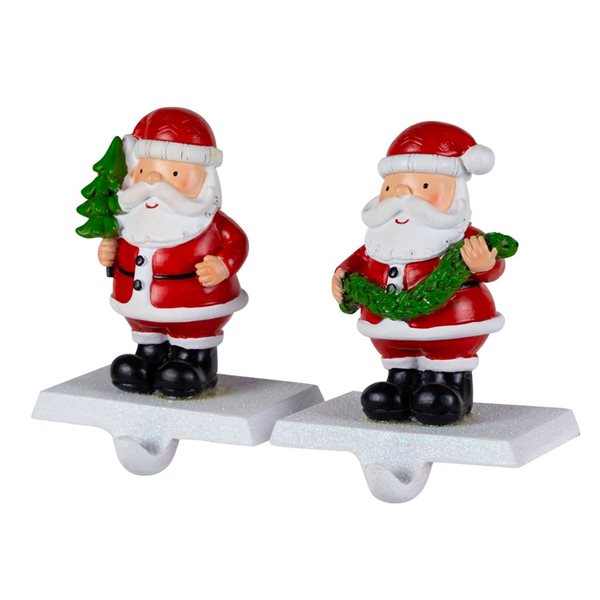 Northlight 4.75-in H Resin Santa Claus Christmas Stocking Holders - Set of 2