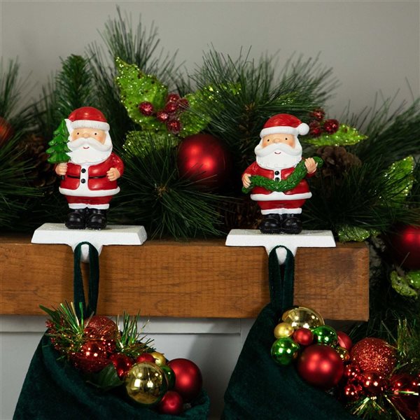 Northlight 4.75-in H Resin Santa Claus Christmas Stocking Holders - Set of 2