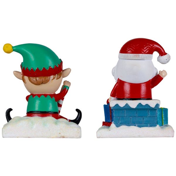 Northlight 5-in H Resin Santa and Elf Christmas Stocking Holders - Set of 2