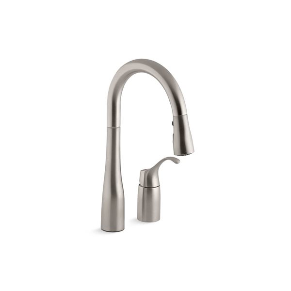 KOHLER Simplice Stainless Single-Handle Deck-Mount Pull-Down Kitchen Faucet w/ Spray Head