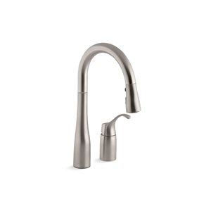 KOHLER Simplice Stainless Single-Handle Deck-Mount Pull-Down Kitchen Faucet w/ Spray Head