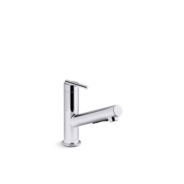 KOHLER Crue Polished Chrome Single-Handle Deck-Mount Pull-Out Kitchen Faucet w/ Spray Head