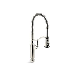 KOHLER Tournant Polished Nickel Single-Handle Deck-Mount Pull-Down Kitchen Faucet w/ Spray Head