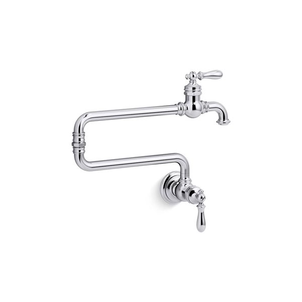 KOHLER Artifacts Polished Chrome Single-Handle Wall-Mount Pot Filler Kitchen Faucet