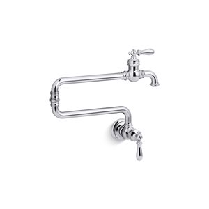 KOHLER Artifacts Polished Chrome Single-Handle Wall-Mount Pot Filler Kitchen Faucet