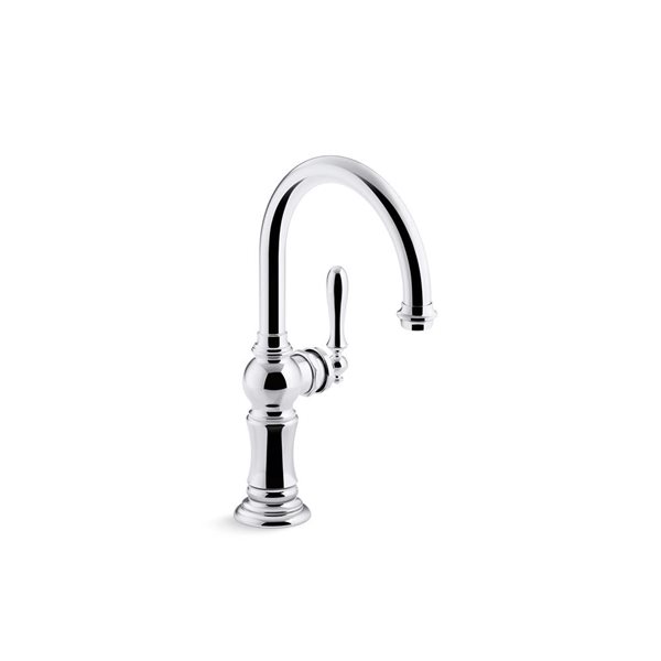 KOHLER Artifacts Polished Chrome Single-Handle Deck-Mount High-Arc Kitchen Faucet