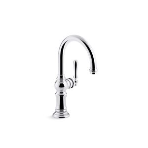 KOHLER Artifacts Polished Chrome Single-Handle Deck-Mount High-Arc Kitchen Faucet