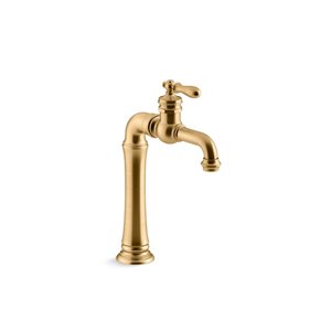 KOHLER Artifacts Brushed Brass Single-Handle Deck-Mount Bar Kitchen Faucet