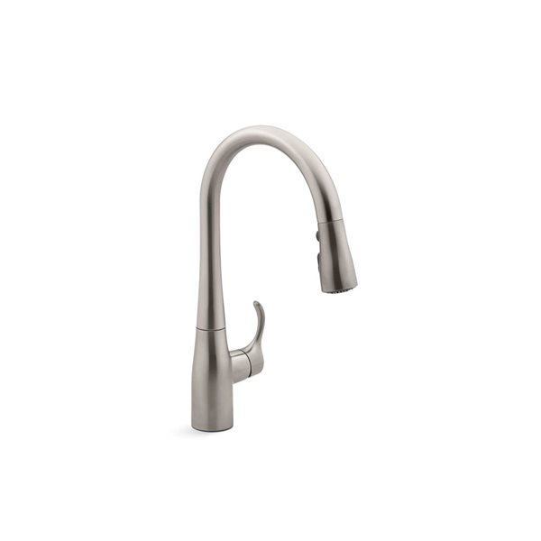 KOHLER Simplice Stainless Single-Handle Deck-Mount Compact Pull-Down Kitchen Faucet w/ Spray Head